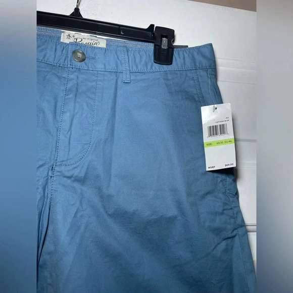 Men’s Original Penguin Twill Chino P55 Shorts Captains Blue Size 30 NEW Slim Fit - Picture 2 of 7